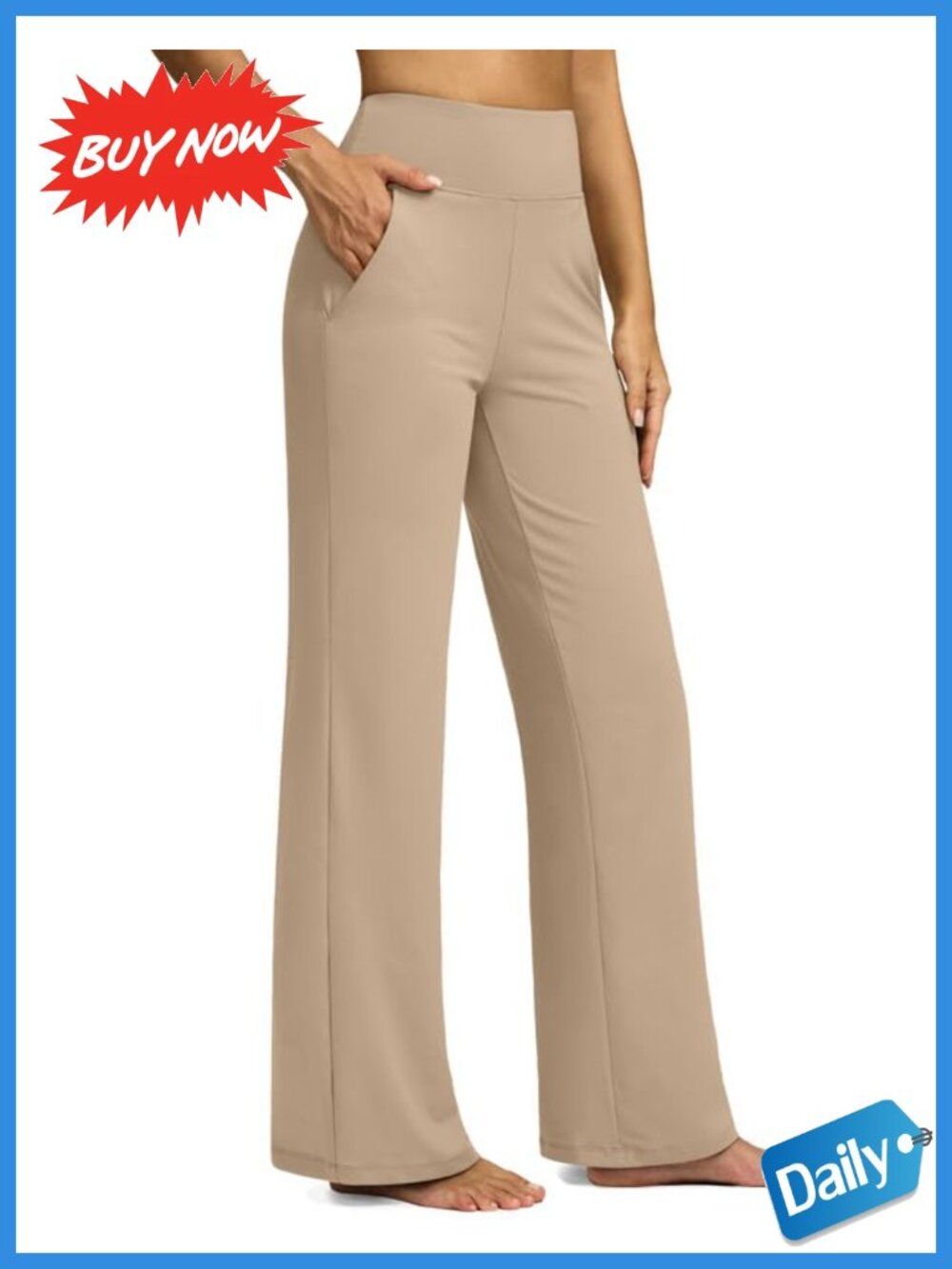 Yoga Pants Wide Leg High Waist Side Pockets 4-Way Stretch Sweatpants